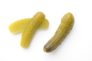 pickles on white background