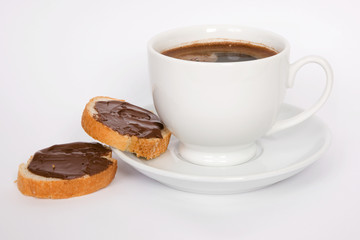 Coffee & roll with chocolate paste