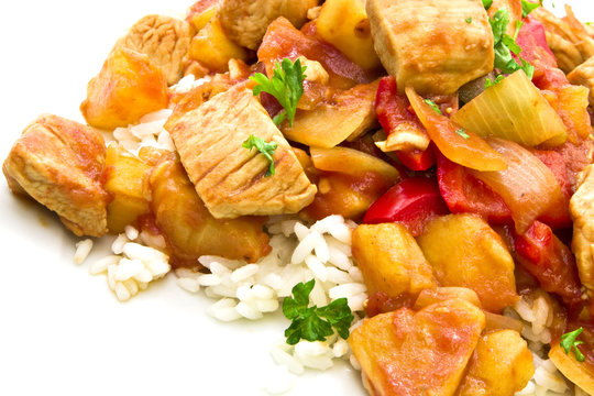 H&auml;hnchen s&uuml;ss sauer mit Reis