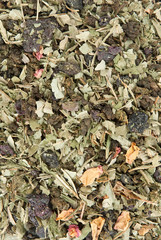 dried flowers and tea leaves