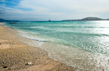 Beautiful sea and coastlines of Gili Meno, Indonesia.