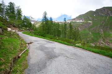 Dangerous road in the mountains of Switzerland