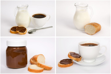 collage milk, coffee