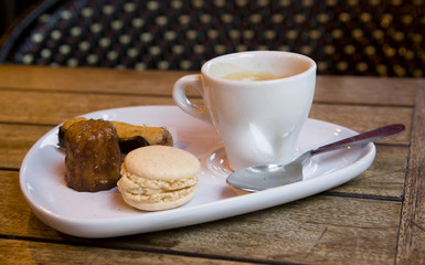 Gourmand coffee in a Parisian cafe