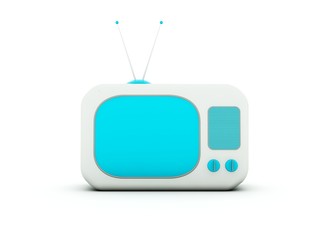 Obraz premium Old TV isolated on white. Blue and grey series