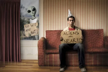 Foto op Plexiglas UFO grappig concept van buitenaardse invasie
