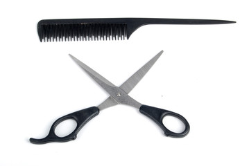 comb and scissors