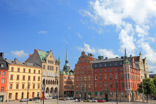 Cityscape of old central Stockholm, Sweden.