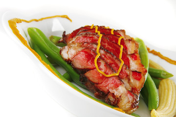 roast beef meat with mustard