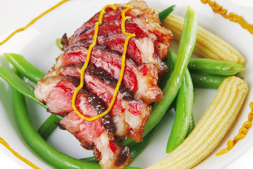 roast meat served on plate