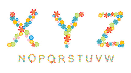 Alphabet made by flowers