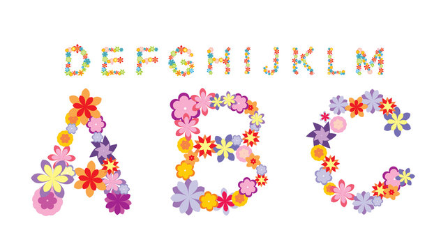 Alphabet made by flowers