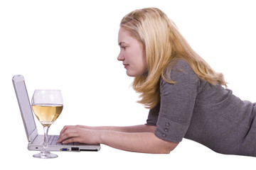 Beautiful Girl Working on Her Laptop