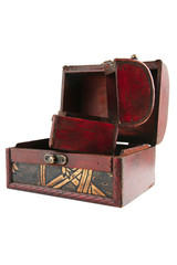 two open wooden chests