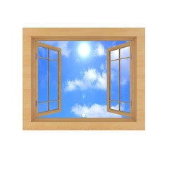 window with blue sky isolated on a white