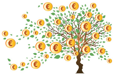 Arbre à Euros et Feuilles Vertes
