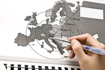 Wien - The Center of Europe on map