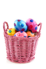 Fototapeta na wymiar Basket easter eggs