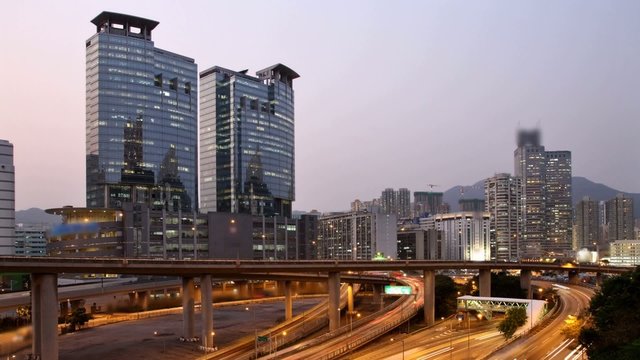 Hong Kong Sunset Cityscape Timelapse.