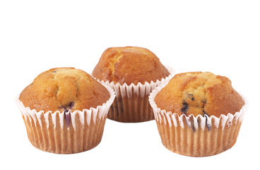 Blueberry muffins on white