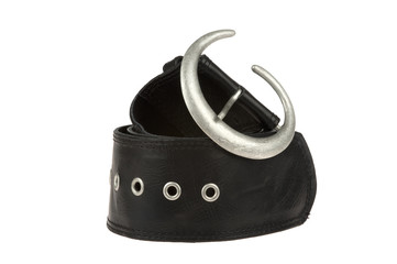 a black leather belt
