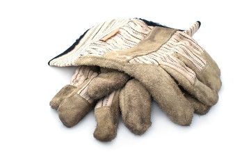 Fototapeta na wymiar Dirty leather gloves.