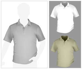Men's polo shirt template with human body silhouette.