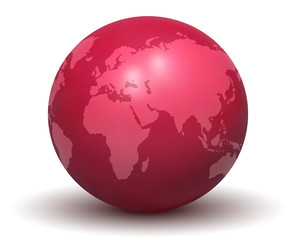 3D Glossy Red Earth Globe