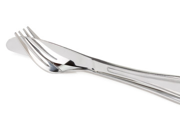 Knife and Fork on a white background.