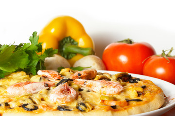 Pizza and vegetable