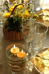 table setting with candles