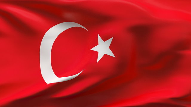 Creased Turkey flag in wind in slow motion