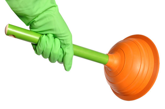 ventouse de plomberie et gant vert