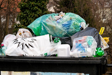 Garbage collection point for separation of plastic waste