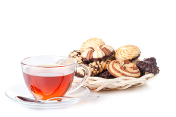 Sweet cookies and cup of tea