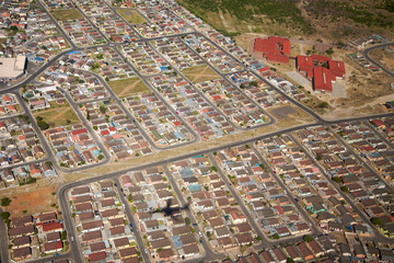 Fototapeta premium Aerial View from Cape Town with shadow of a plane