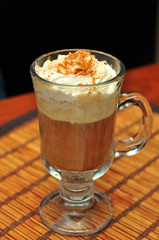 Coffee ice-cream at the restaurant table