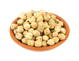 Dried garbanzo beans in small bowl