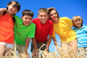 Five children in wheat field