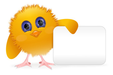 Chick holding blank business card