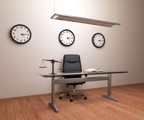 Ufficio con orologi bilancia e lampada