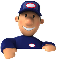 Mécanicien et panneau blanc