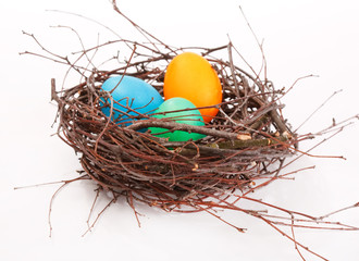 Easter eggs in a nest