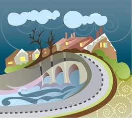 Naklejka premium England landscape, village