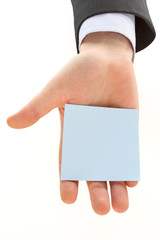 hand with blank card