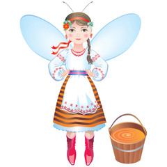girl-bee with a bucket of honey