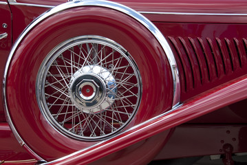 Car wheel on classic car