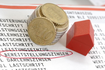 Kontoauszüge Bereitstellungszinsen beim Hausbau