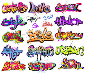 Graffiti-Vektor-Hintergrund-Sammlung. Hip-Hop-Design
