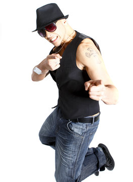 Young dancer pointing